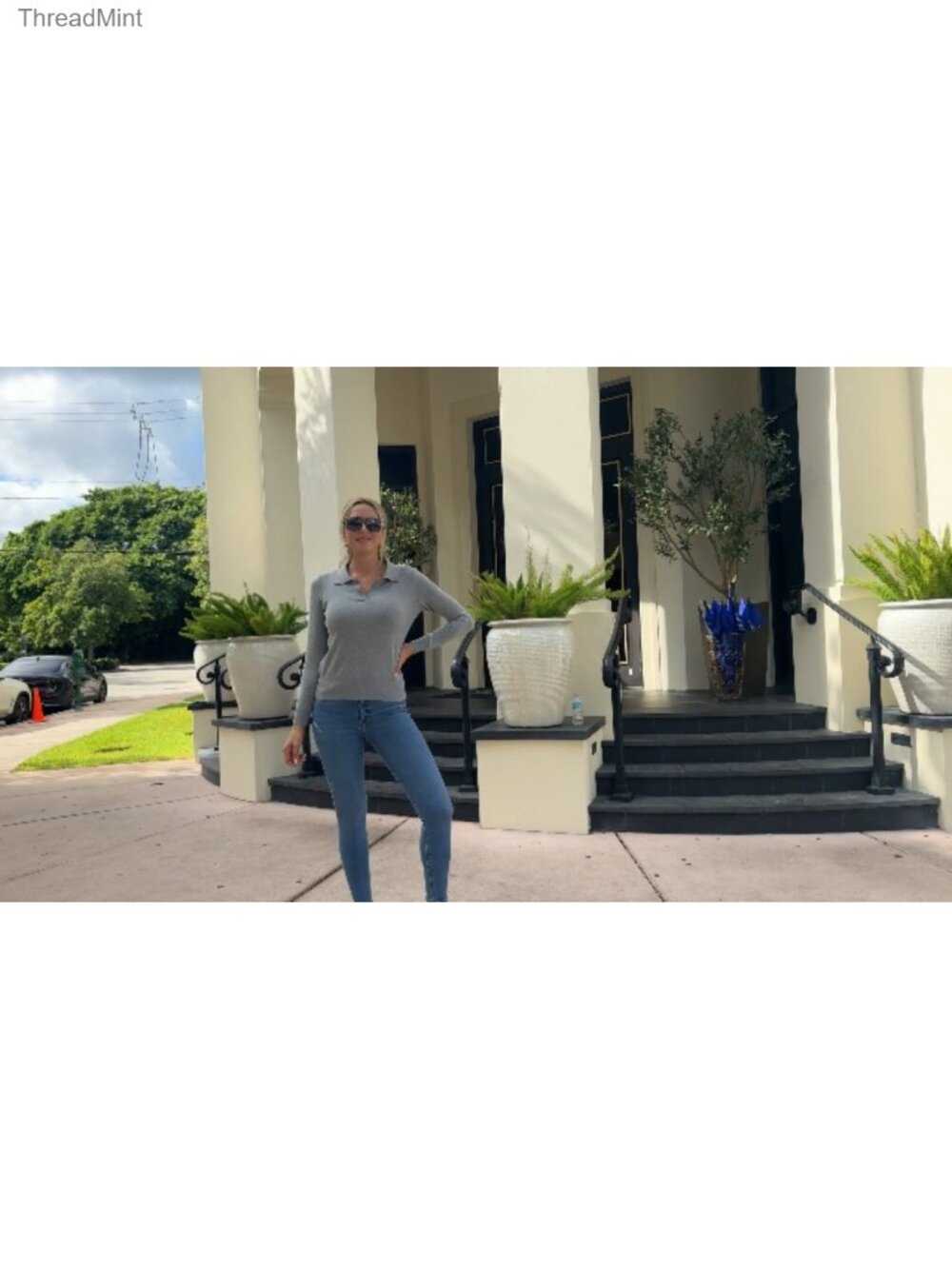 Women's Wool Blend Long Sleeve V Neck Polo Pullover - Picture 6 of 6